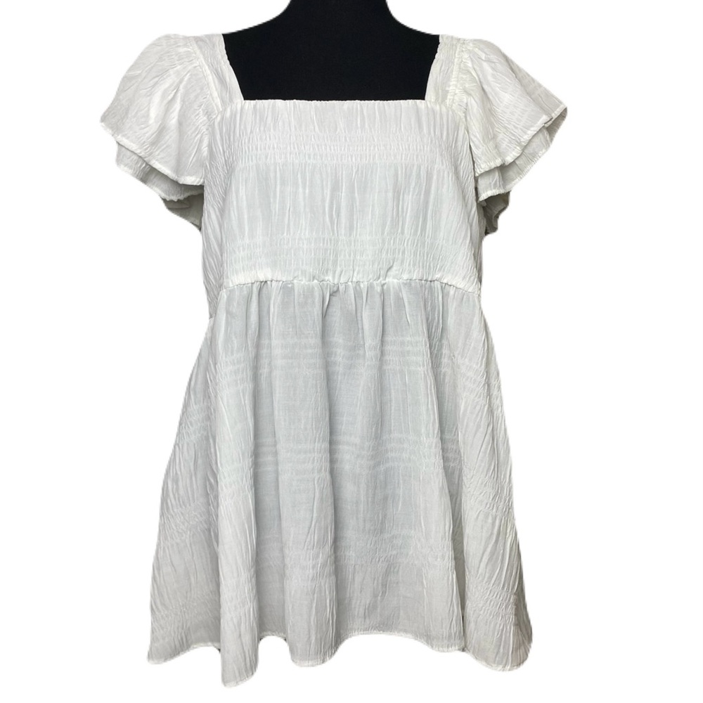 White Birch Spring Whispers Top NWT Flowy White Babydoll Women’s Medium